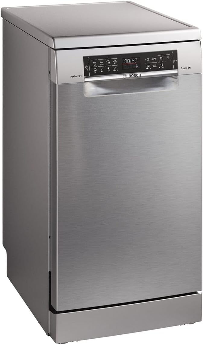 Bosch SPV2IKX10E Serie 2 Lavastoviglie smart a scomparsa totale, larghezza 45 cm, Cestello posate, Extra Asciugatura con la pressione di un pulsante, InfoLight punto luce rosso sul pavimento, AquaStop protezione dai danni causati dall'acqua, Bianco