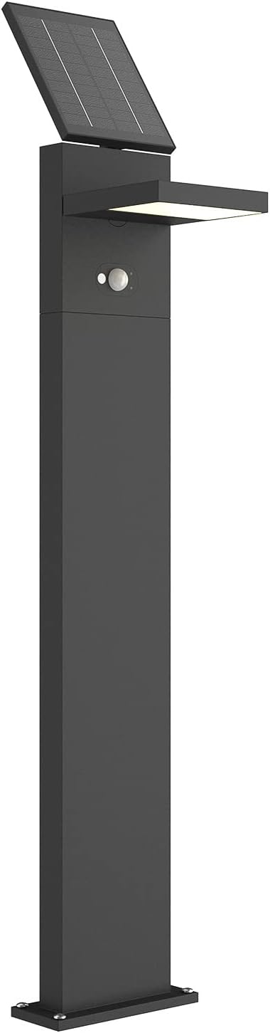 Lucande LED Solarleuchten 'Silvan' mit Bewegungsmelder (spritzwassergeschützt) (Modern) in Alu aus Aluminium (1 flammig,) - Solarlampe, Solarleuchte Garten