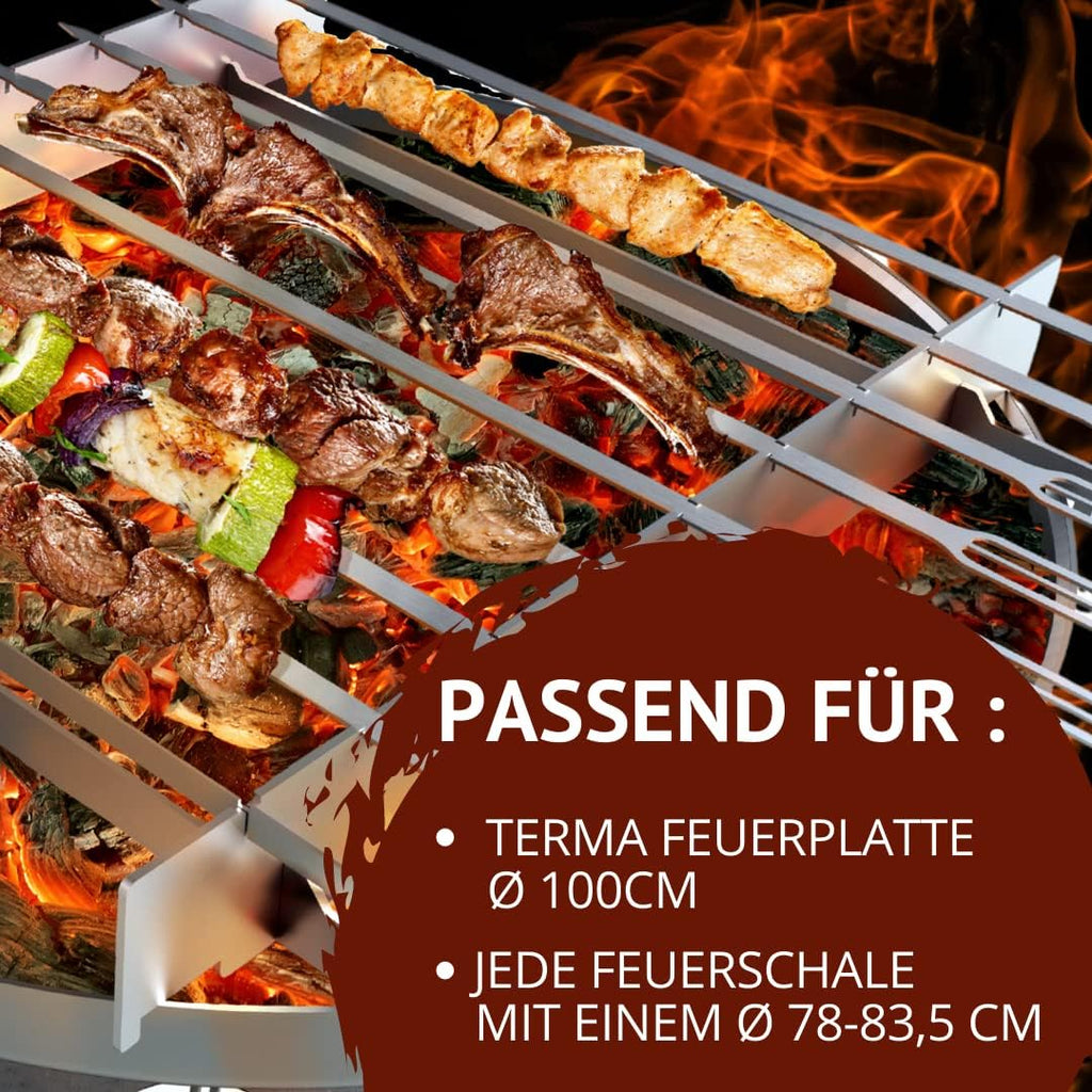 Terma Accessori Tagliere in legno Cucina da esterno, piastra plancha, grill con piastra in ghisa, ripiano per piastra in ghisa, braciere con griglia, anello per griglia per braciere