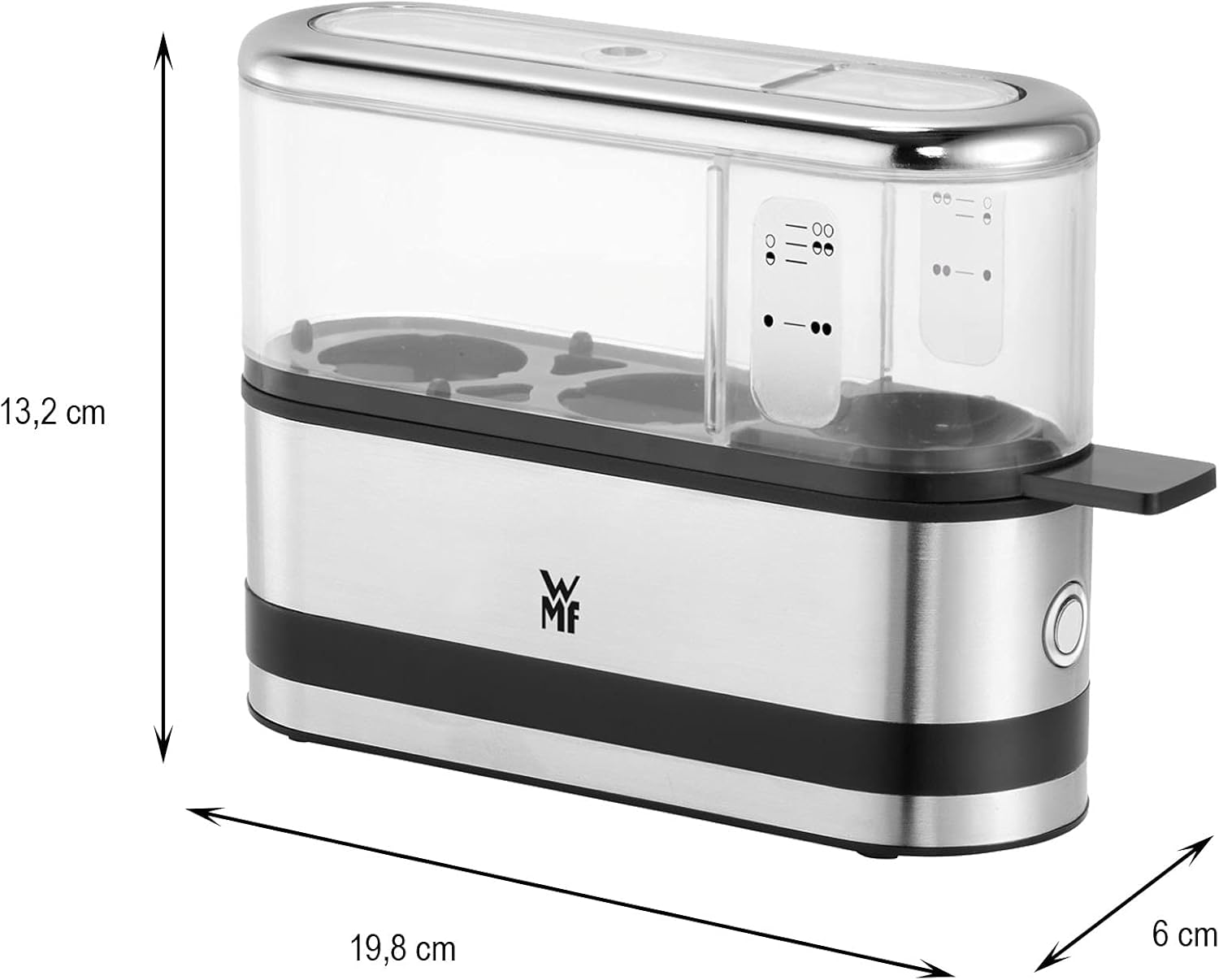 WMF Küchenminis 1-Scheiben Toaster Langschlitz XXl-Toast, Mini Toaster mit Brtchenaufsatz 7 Brunungsstufen berhitzungsschutz 600W Edelstahl matt