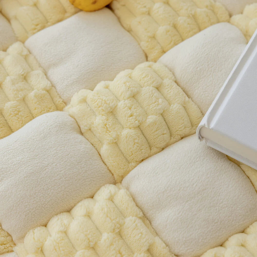 Tappetino per cani in peluche artigianale con motivo a blocchi di colore – Copridivano antiscivolo per comfort e stile