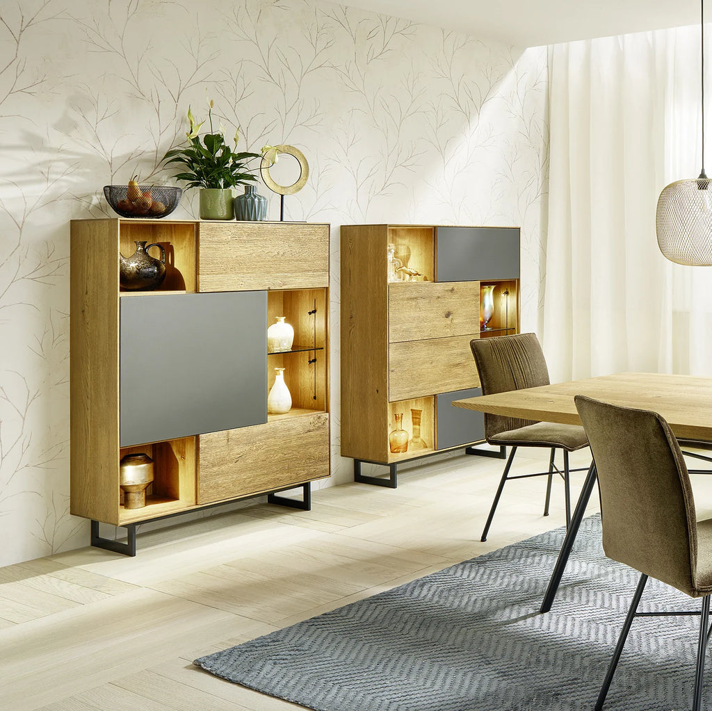 Anrei Highboard Puro Style SY460 SY461 Asteiche gebürstet 98,1x145,6x39cm