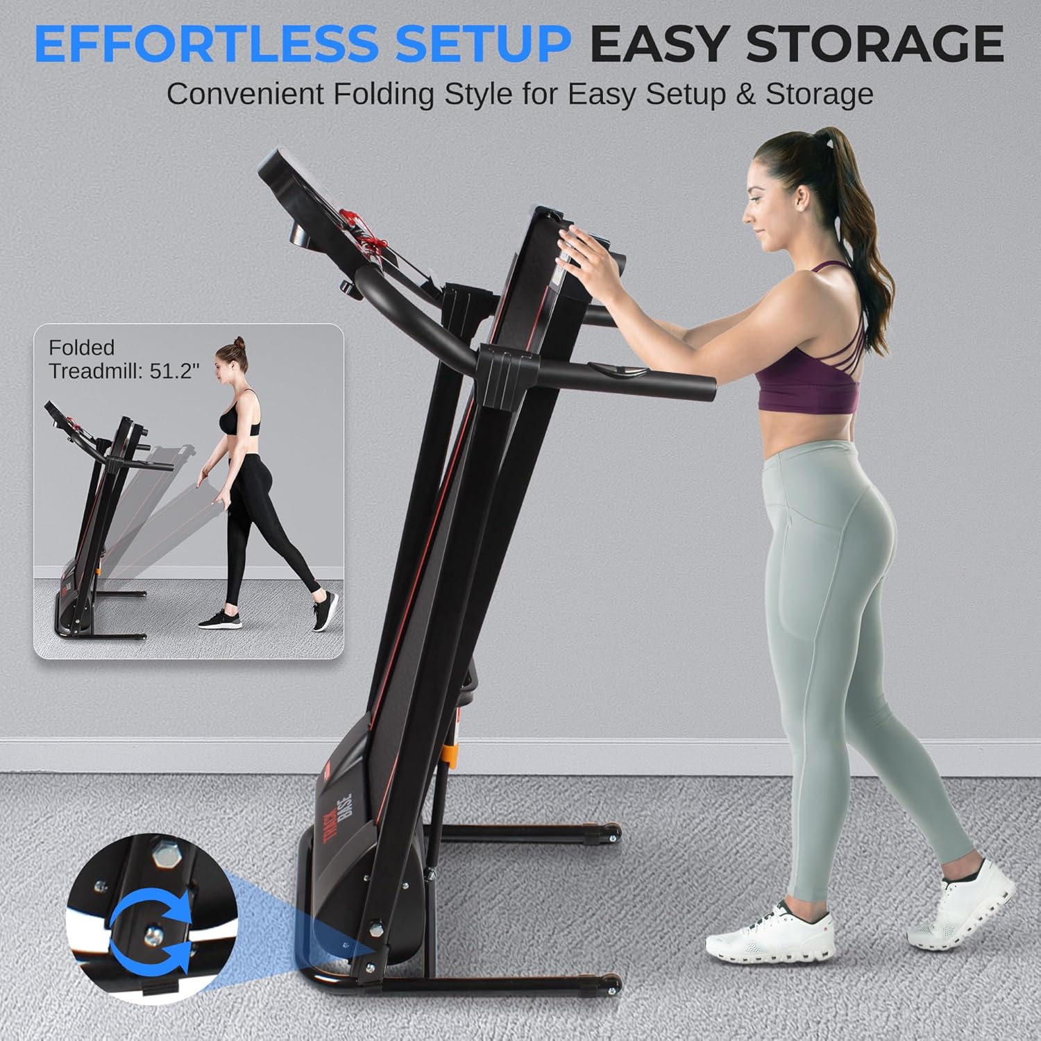 Tapis roulant SereneLife per la casa - Tapis roulant pieghevole, Tapis roulant, con display a LED, tapis roulant per la casa, sincronizzazione app Bluetooth, fitness digitale, tapis roulant con inclinazione, fino a 10 km/h