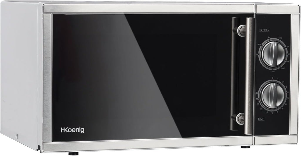H.Koenig Microonde e Grill 2 in 1 VIO9, 25L, Piatto Girevole 27cm, 10 Livelli di Cottura fino a 1000W, Scongelamento, Cottura Combinata, Display LCD