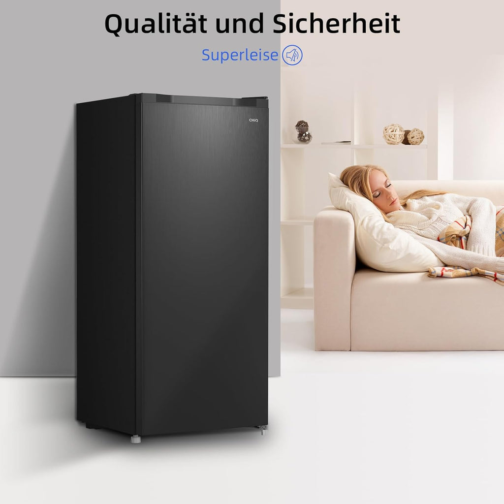 CHiQ FSD166NE4E Congelatore 166 L, Tecnologia No Frost, Porta Reversibile, Acciaio Inox Nero, Altezza 144 cm