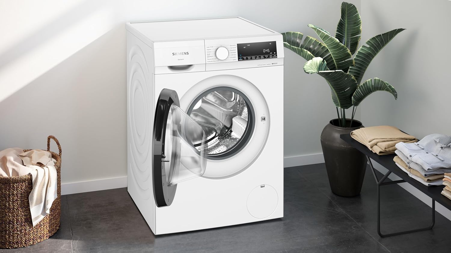 Siemens WG54G106EM iQ500, Waschmaschine 10kg, 1400 U/min, Antiflecken-System, varioSpeed für schneller saubere Wsche, Nachlegefunktion, wscheschonend, LED-Display, aquaStop, Amazon Exclusive Edition