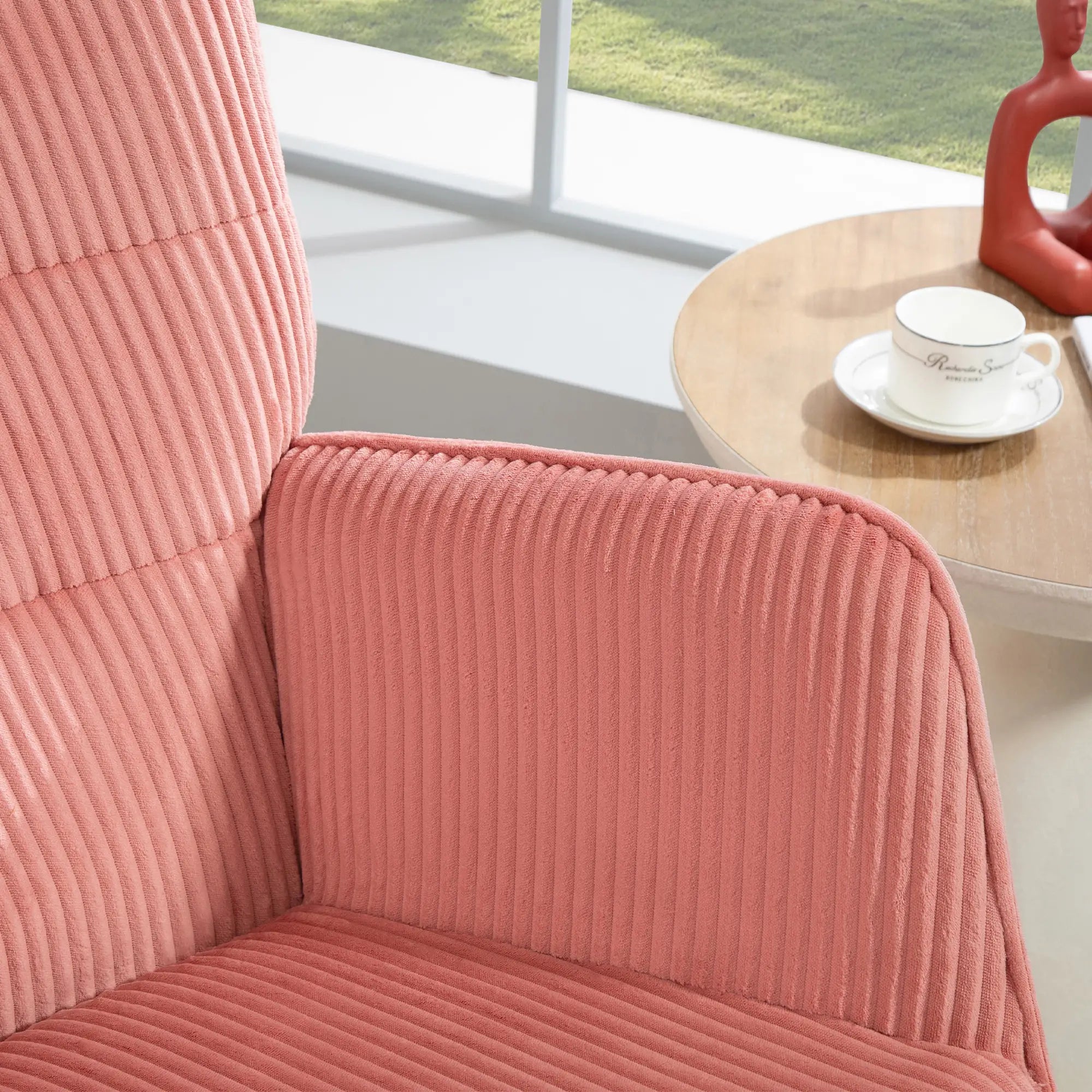HOMCOM Schaukelstuhl Kord Rosa mit Schaukelfunktion & Komfortpolster