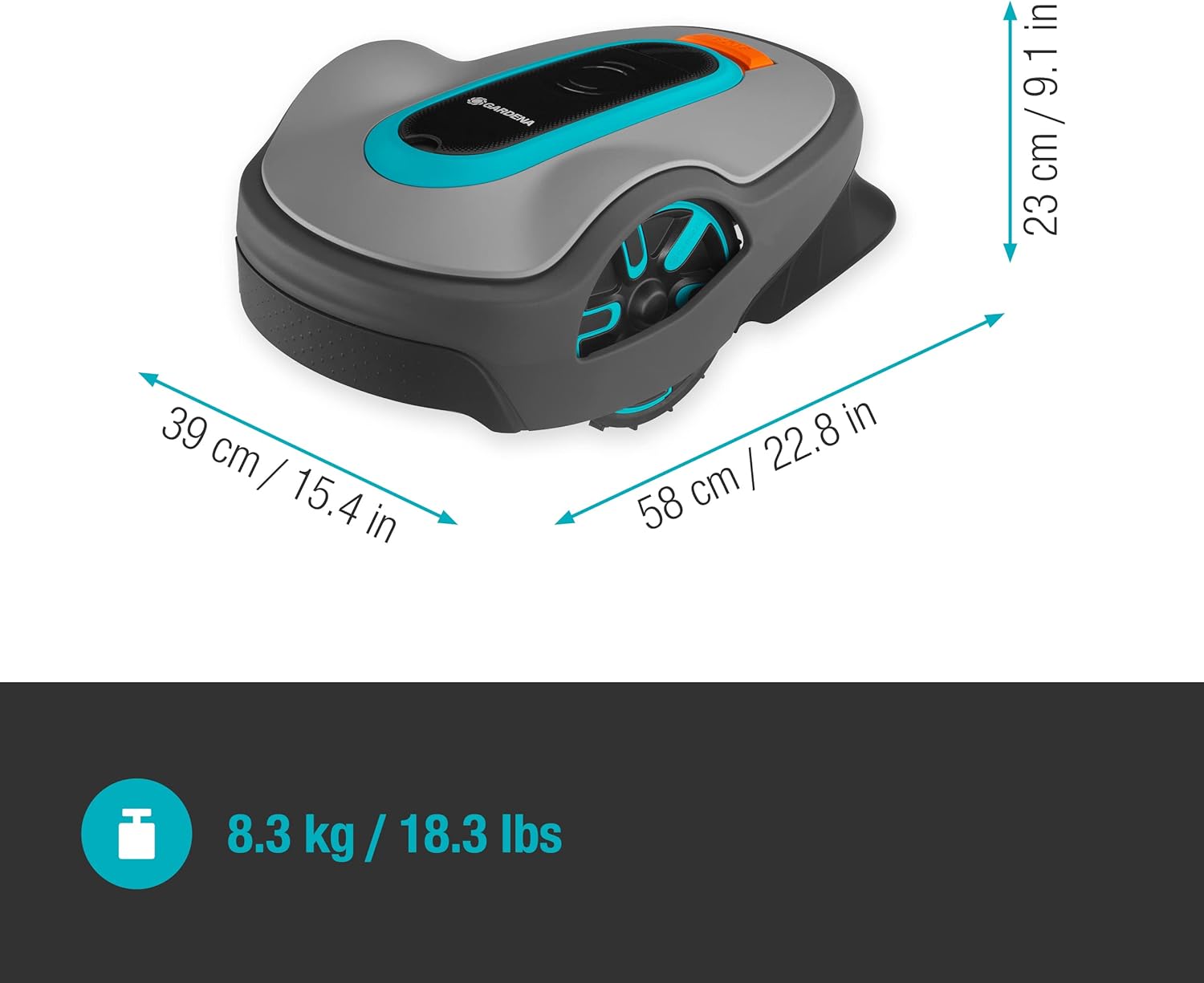Gardena Rasaerba robotizzato SILENO minimo 500 m: tosaerba intelligente con connettività ottimale, programmabile con l'app Gardena Bluetooth, versione DE (15202-20)