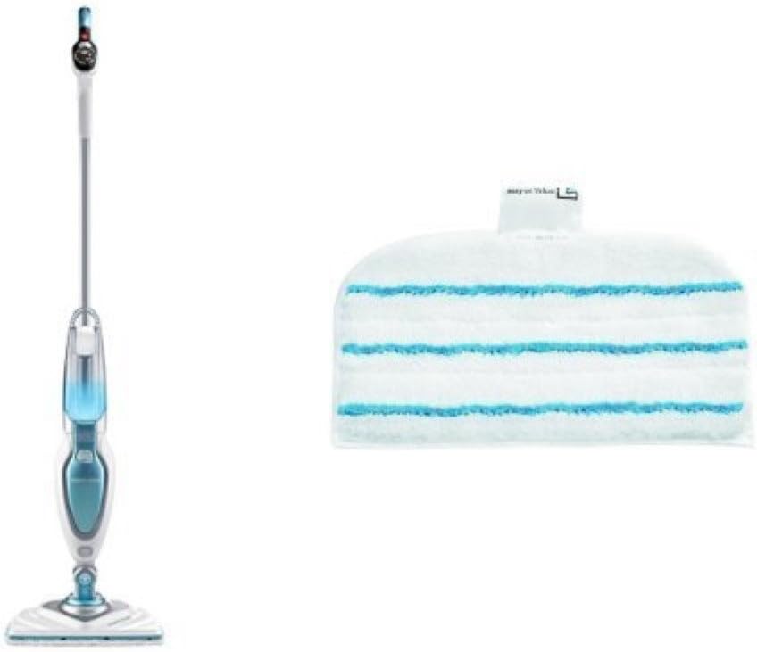 Black+Decker Pulitore a vapore Steam Mop Deluxe FSM1630 / Mop a vapore verticale per pavimenti duri sigillati/Pulizia dei pavimenti con panno in microfibra lavabile / Piede rimovibile ruotabile a 180° / 1600W