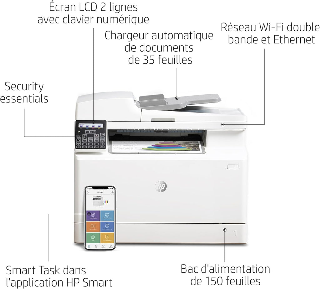 Stampante laser multifunzione a colori HP Color LaserJet Pro MFP 3302fdwg, Fax, Stampa automatica fronte/retro, Touchscreen, Wi-Fi, Ethernet, USB, HP Wolf Pro Security