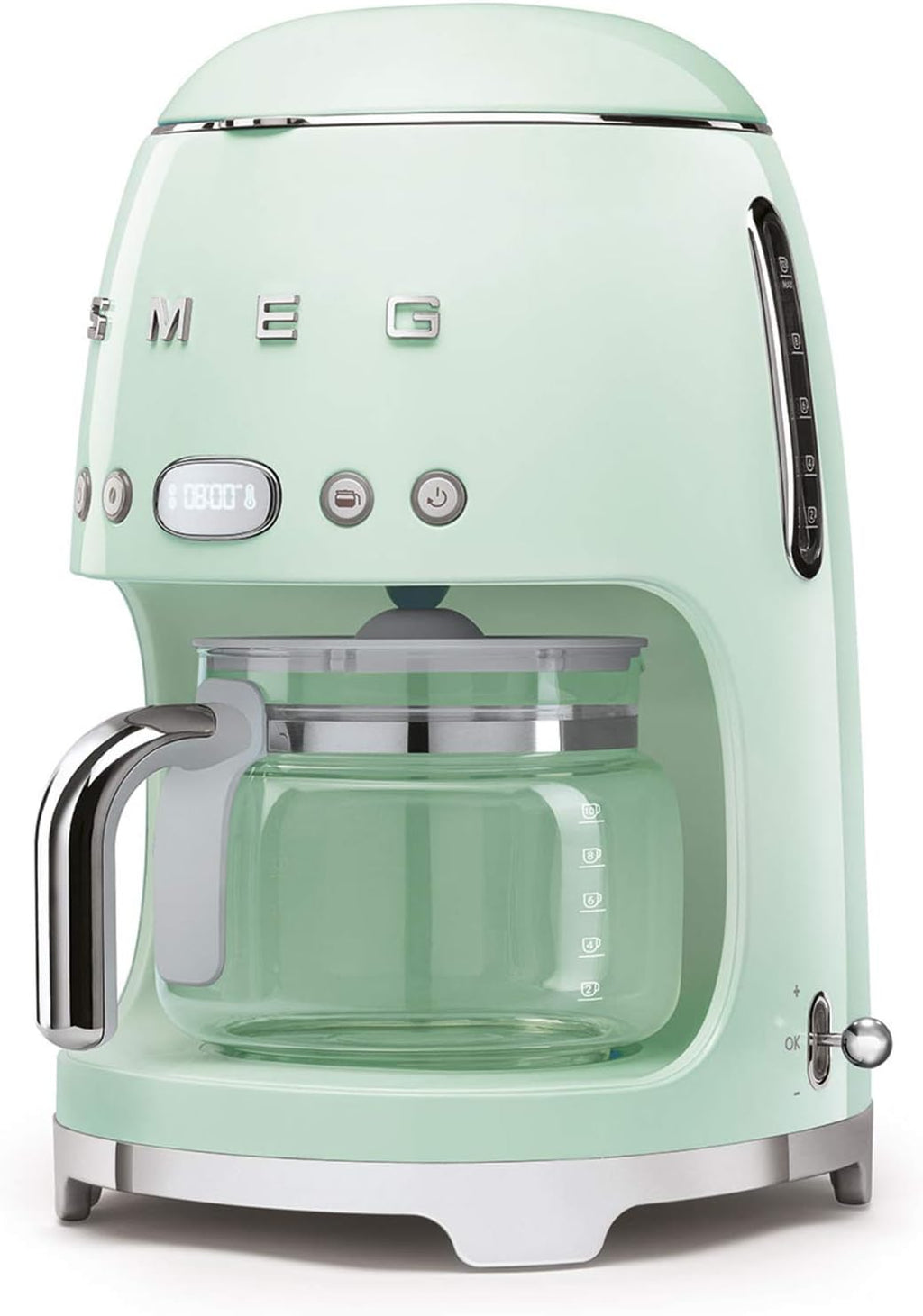 Smeg, DCF02BLMEU, Macchina da caffè con filtro, Funzione aroma e avvio automatico, Caraffa in vetro fino a 12 tazze, 2 livelli di intensità, Funzione di mantenimento del calore, 1050W, Nero opaco