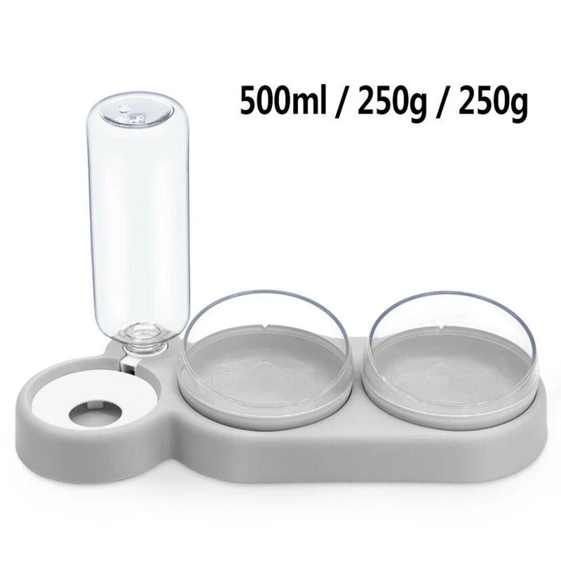 3-in-1 Deluxe Futterstation für Haustiere – Futternapf, Wasserspender & Snackaufbewahrung