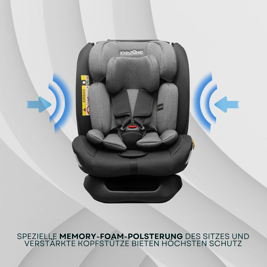 Kindersitz ohne Isofix 0-36 kg – Autositz i-Size 40-150 cm (Gruppe 0+ 1 2 3) – 5 Punkt Sicherheitsgurt, Verstellbare Kopfstütze