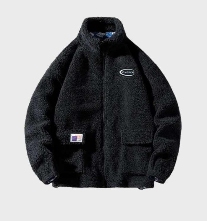 Dicke Fleecejacke mit Stehkragen und Reiverschluss für Herren