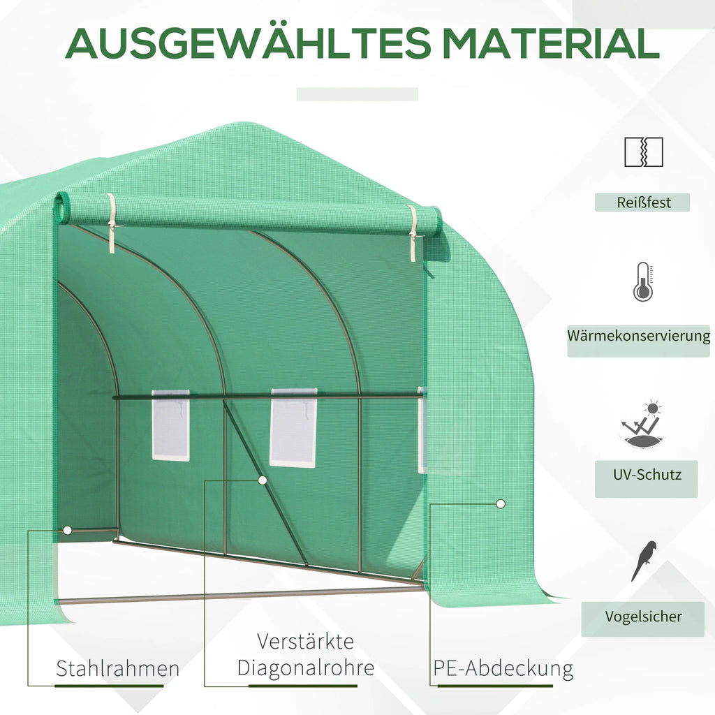 Serra a tunnel Outsunny calpestabile, resistente ai raggi UV, con porta avvolgibile