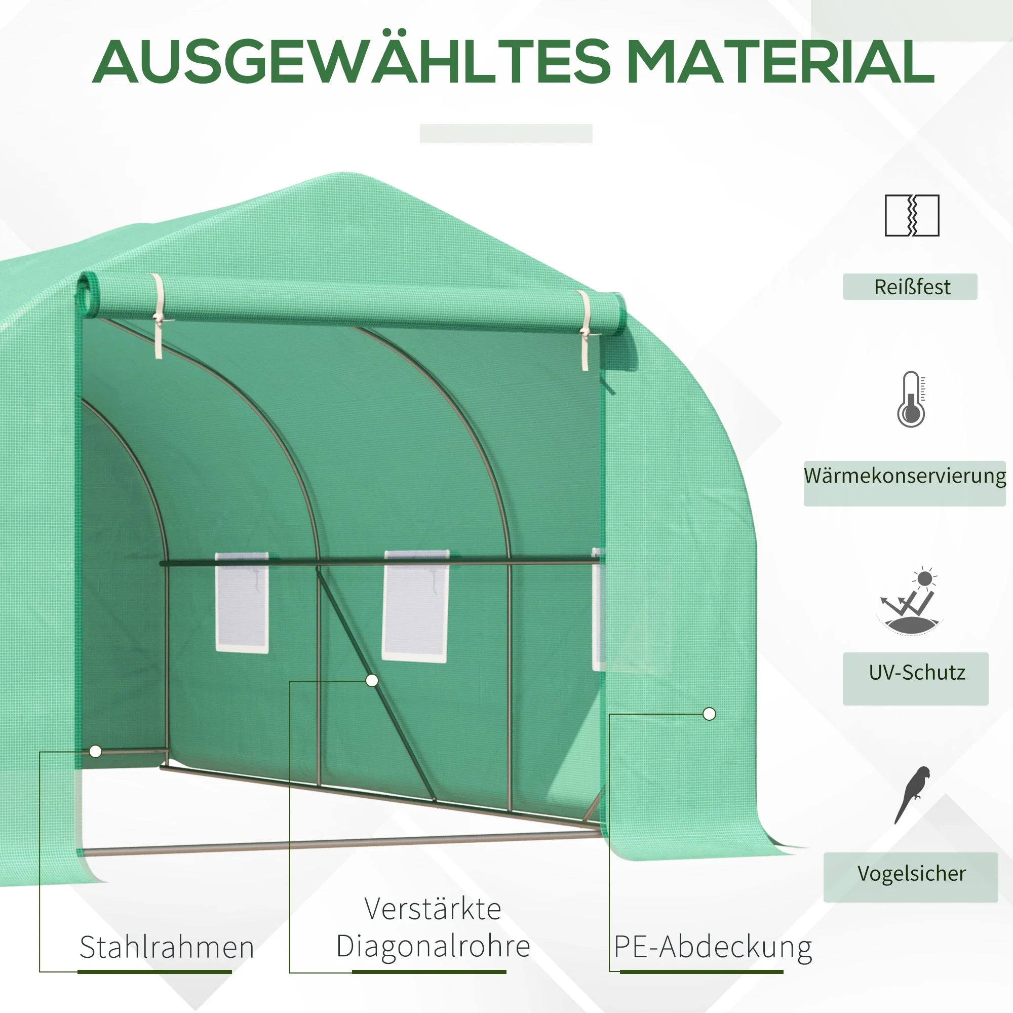 Serra a tunnel Outsunny calpestabile, resistente ai raggi UV, con porta avvolgibile