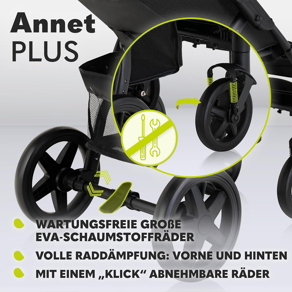 LIONELO Annet Buggy fino a 22 kg con funzione reclinabile, passeggino compatto richiudibile con accessori, ruote in schiuma EVA, zanzariera, coprigambe, portabevande, cestino (Golden Moments, Tour)