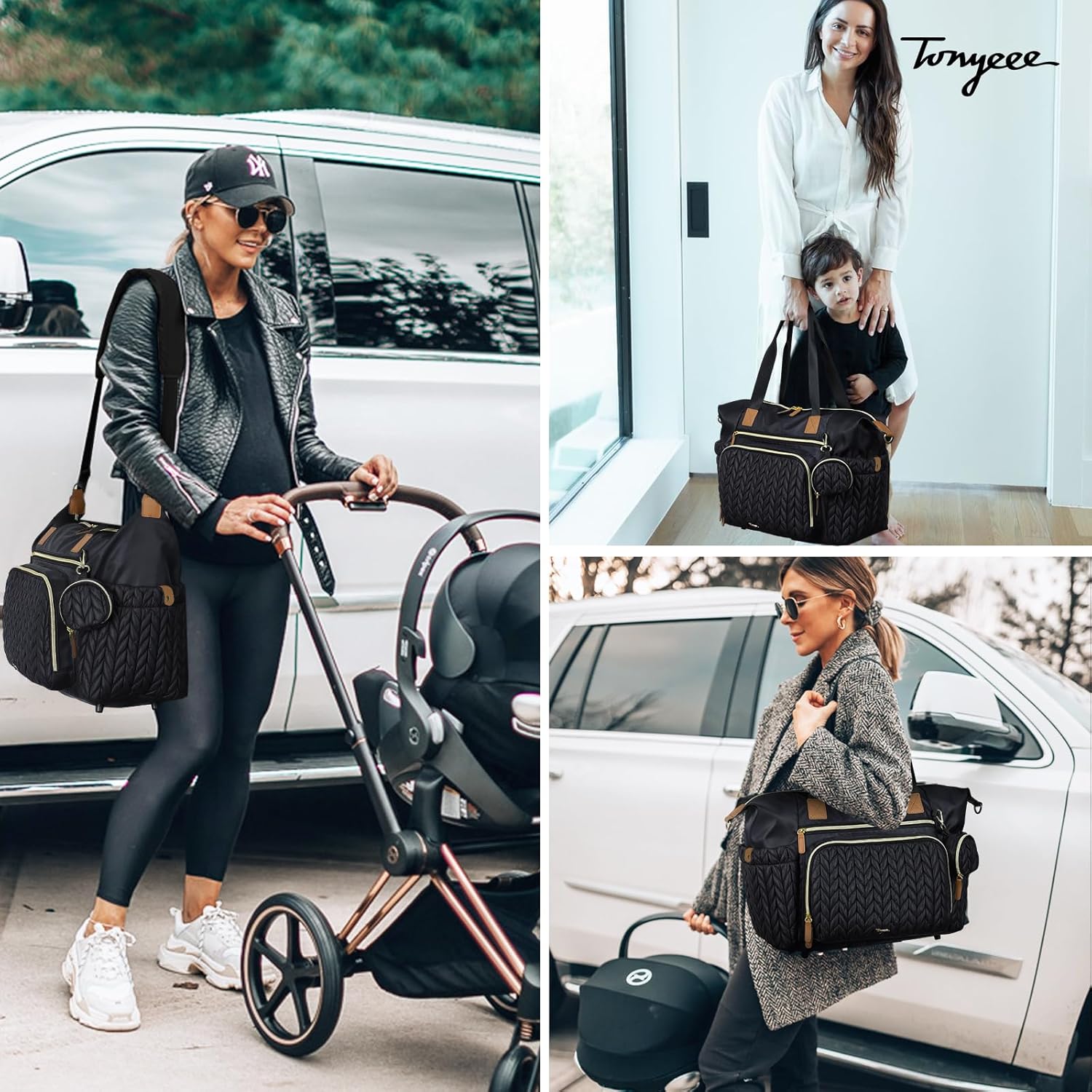 Tonyeee Wickeltasche, große Baby-Wickeltaschen, Krankenhaustasche für die Arbeit, Lieferung mit Schnulleretui, Wickelunterlage