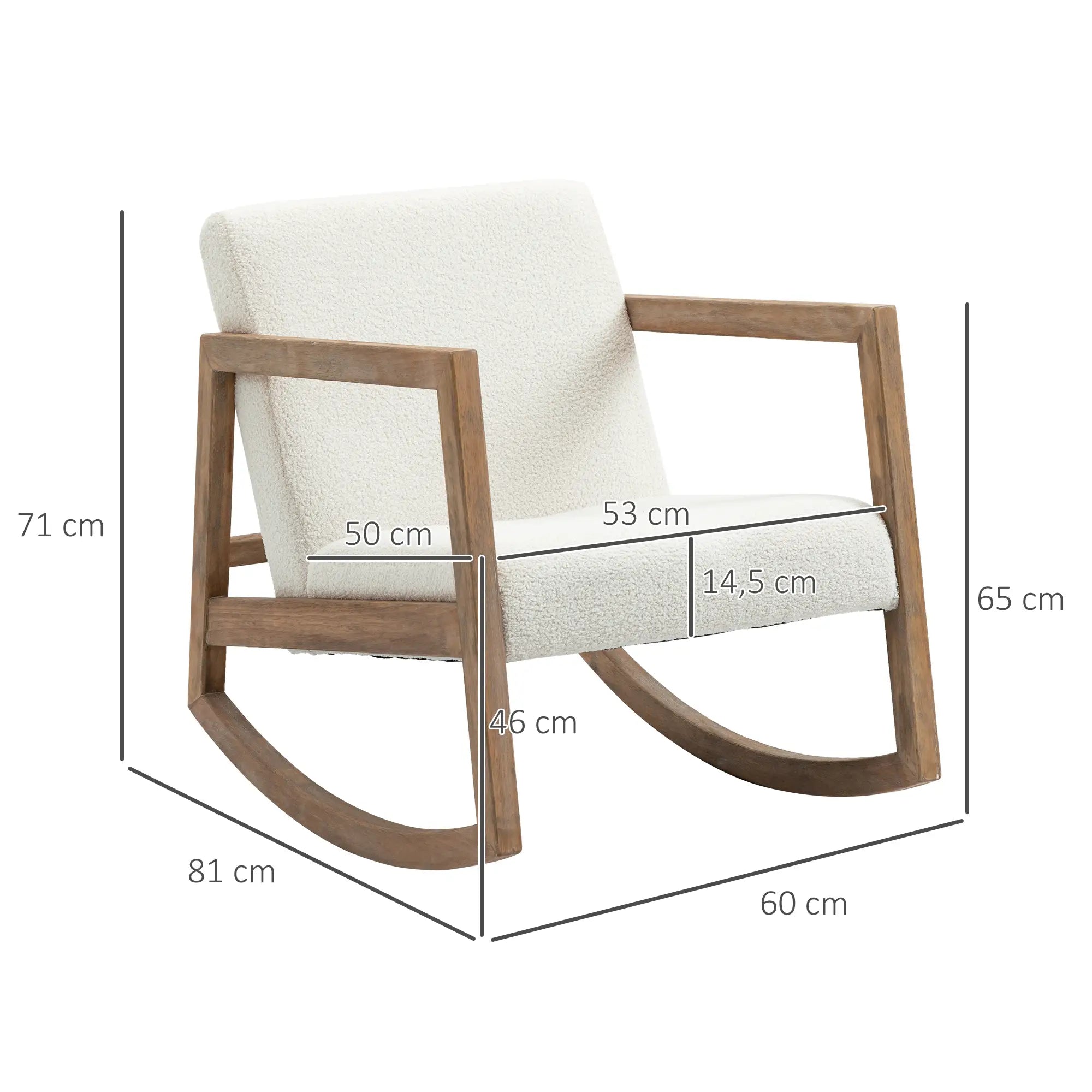 HOMCOM Sedia a Dondolo Relax con Struttura in Legno, Tessuto Teddy in Fleece Cremisi