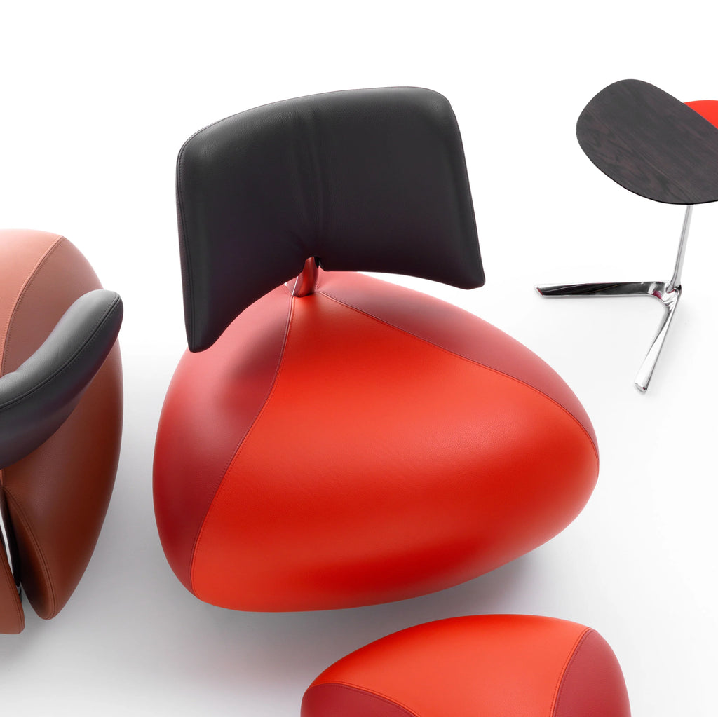 Lagernd: Leolux Designsessel Pallone Paradise, red Cardinal, Beistellsessel Leder rot,