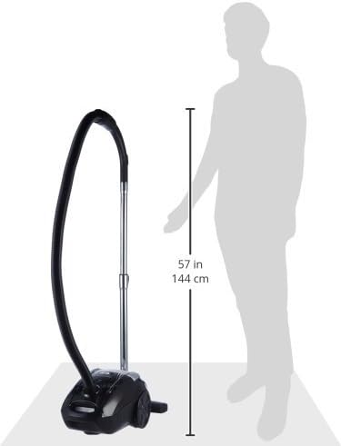 Amazon Basics - Aspirapolvere con sacchetto, potente, compatto e leggero, per pavimenti duri e tappeti, filtro HEPA, 700 W, 1,5 l, UE, nero