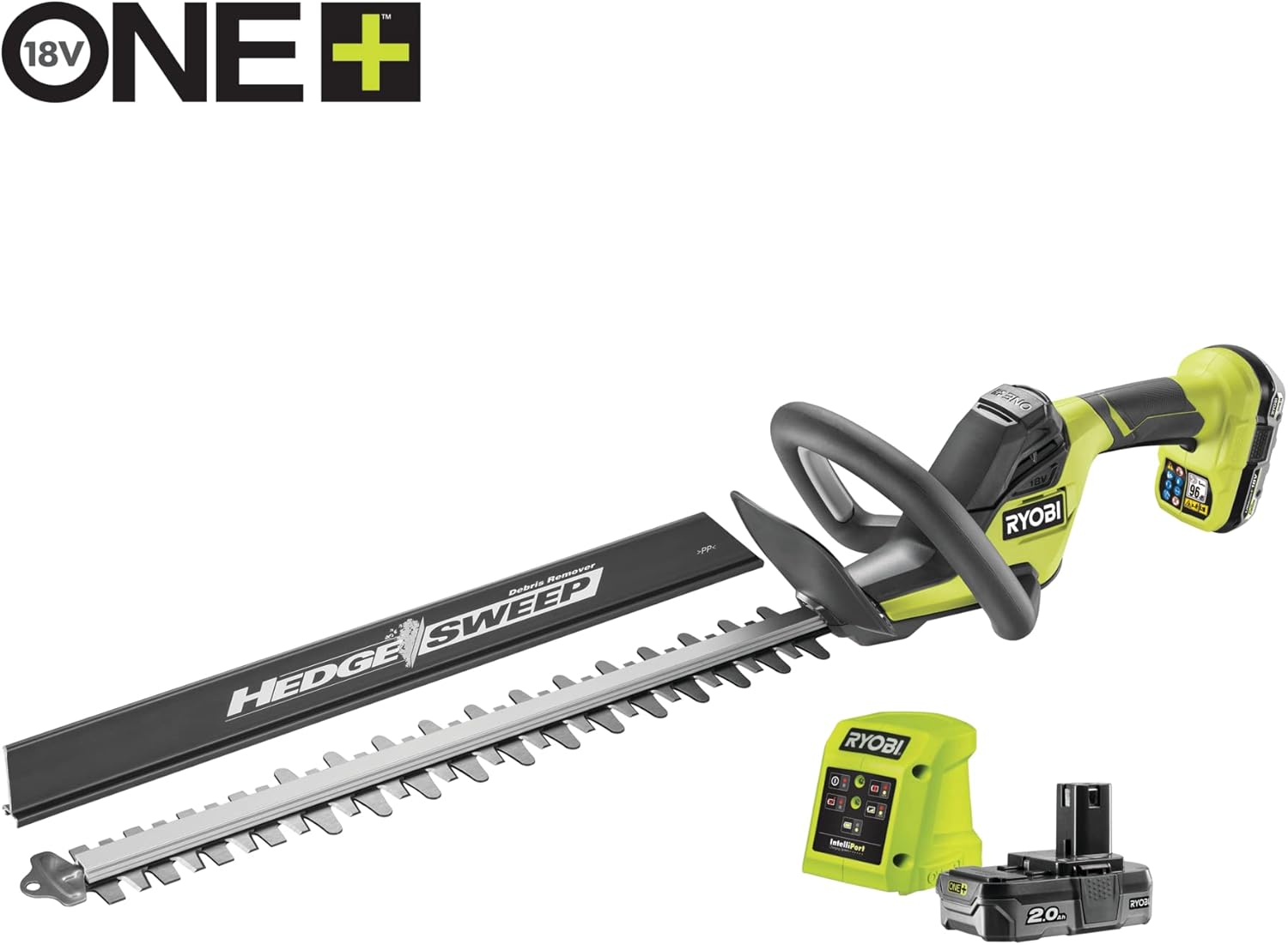 18 V ONE+ Akku-Heckenschere RY18HT50A-0 (Schnittgeschwindigkeit 1350 U/min, Messerlnge 50 cm, 24 mm Messerabstand, ohne Akku & Ladegert im Karton), Grün