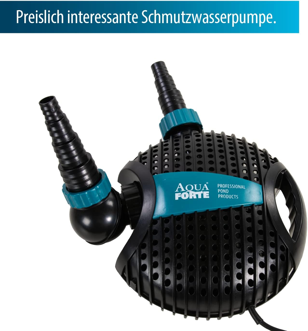 AquaForte O-16.000 Teichpumpe, 180 Watt, Maximale Fördermenge 15.5 m3 pro Stunde, maximale Förderhöhe 5.5 Meter, Kabellänge 10 Meter, A-synchronmotor, pumpt Schmutzpartikel bis zu 6 mm