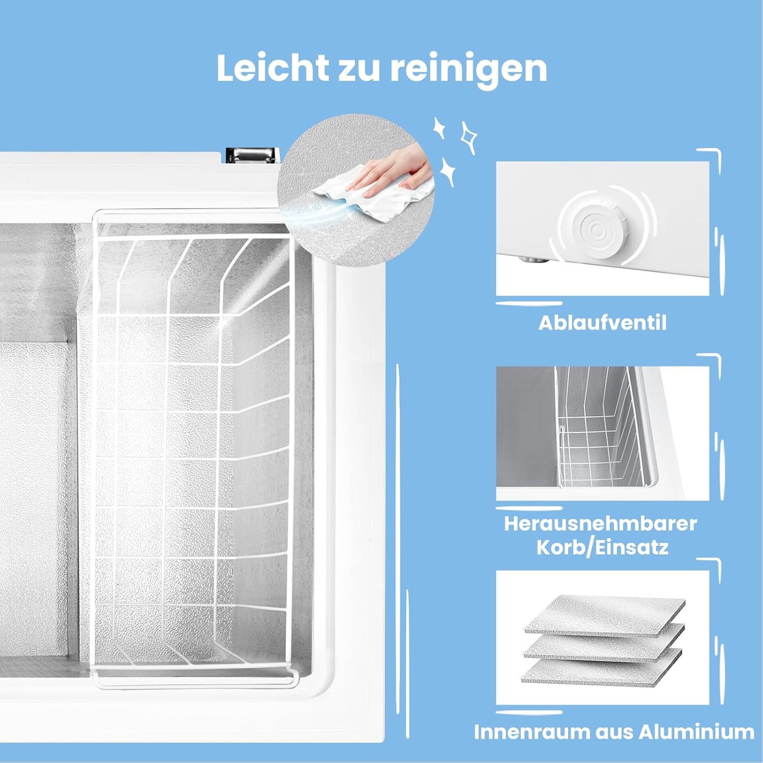 Comfee RCC100WH2(E) Congelatore a Pozzo/169 kWh/anno/85cm di altezza/99L/38dB/Bassa rumorosità/Tubo a D ad alta efficienza/Adatto a diversi scenari d'uso/Termostato regolabile/Bianco