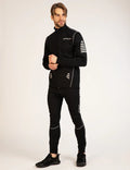 Herren Winter Thermo Fahrradtrikot Langarm Set  Pro Schwarz-Grau