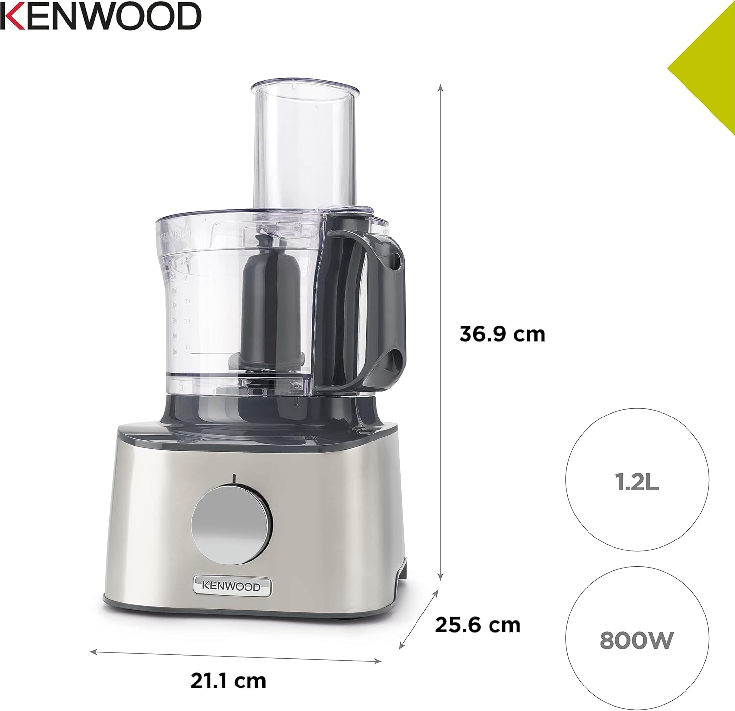 Kenwood MultiPro OneTouch FDM73.480SS – 2-in-1 Kompakt-Küchenmaschine & Mixer, 6 Zubehörteile, 6 Automatikprogramme, Variable Geschwindigkeit & Pulse-Funktion, Integrierte Waage, 1000 W, Silber