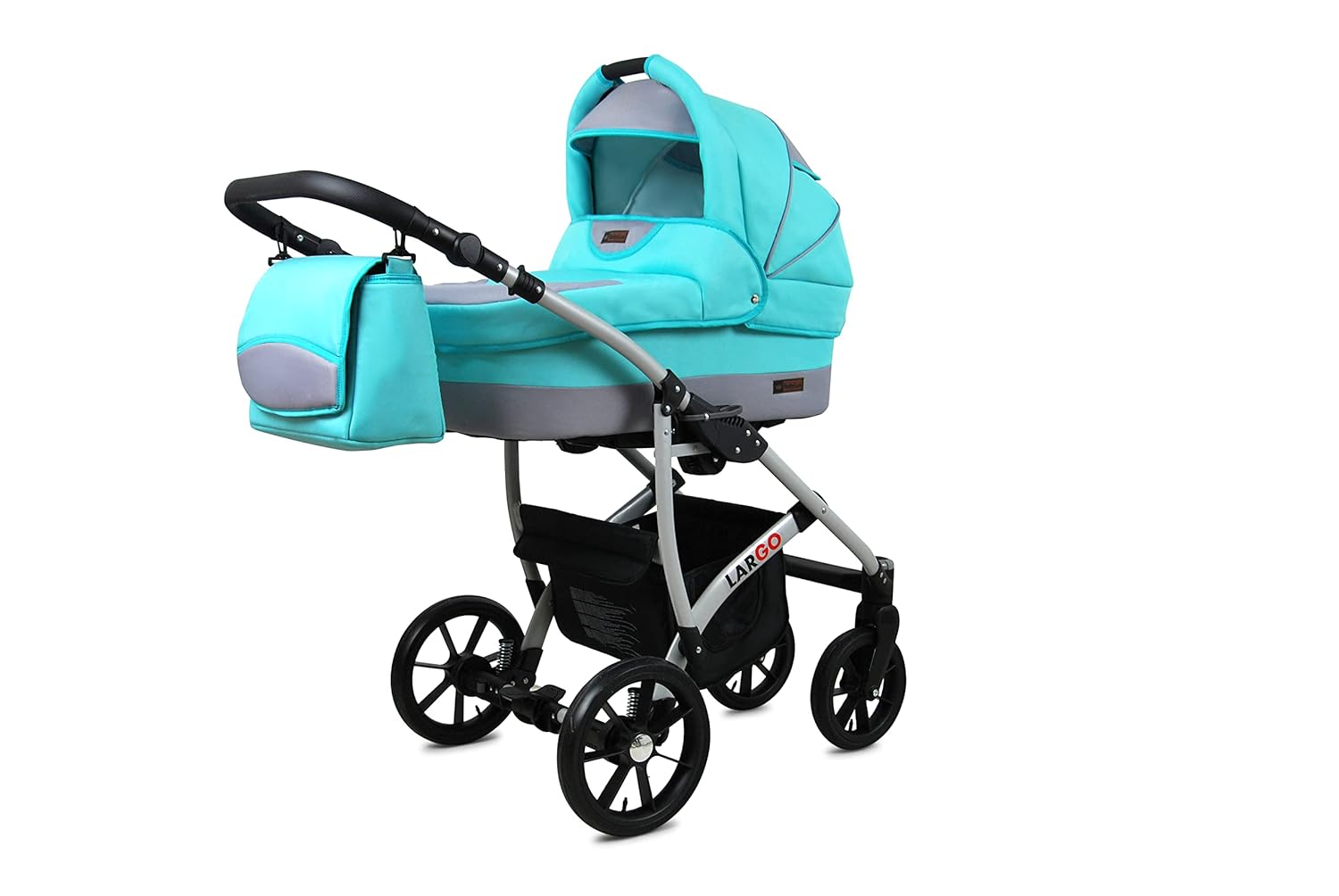 BabyLux Largo 2-in-1 Baby Kinderwagen Tief und Kinderwagen mit Zubehör Verstellbar und faltbar Aluminiumkonstruktion Wasserdicht Nicht abnehmbare Räder Brown Cream White Frame