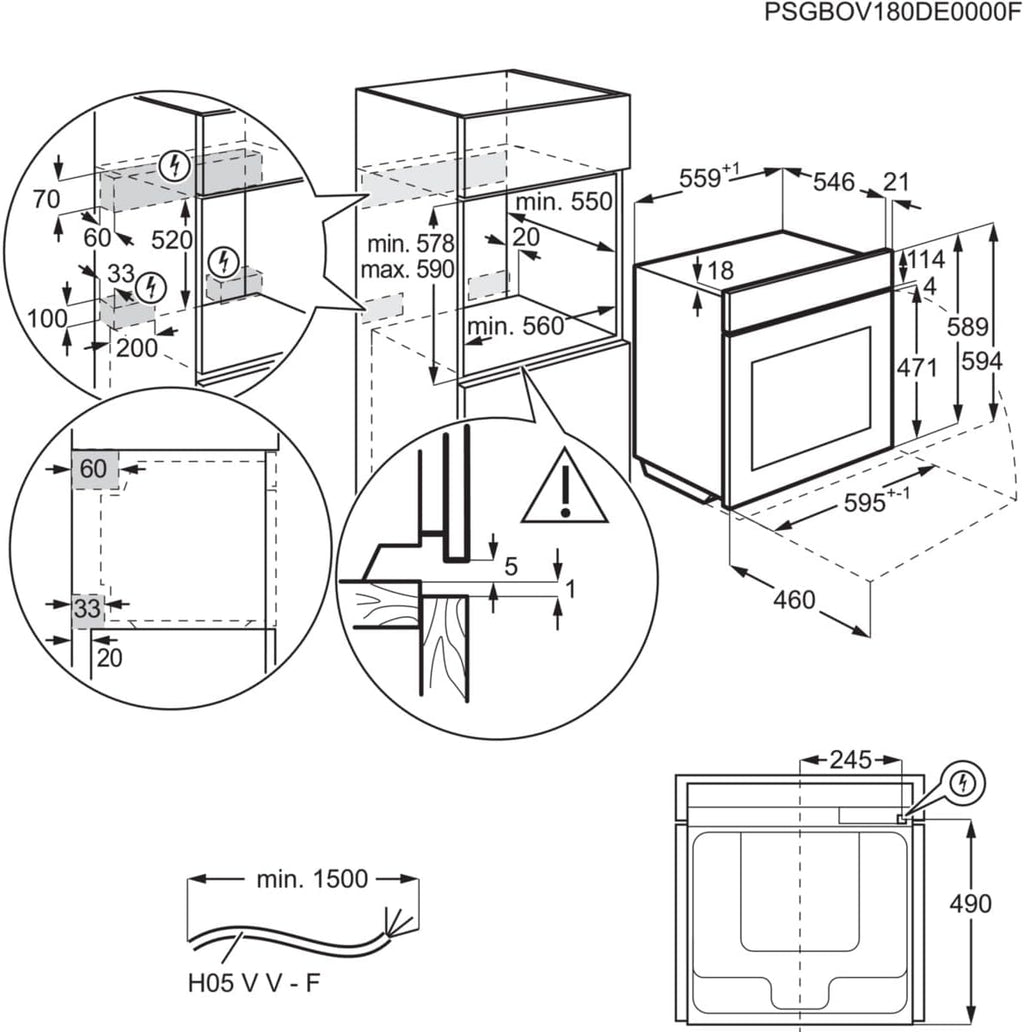 AEG Forno da incasso – Serie 5 AirFry: Risultati di cottura uniformi su 3 livelli – Pulizia Pirolitica – 25 Programmi automatici – Display touch LED – Riscaldamento rapido – Nero – BPE53516AB