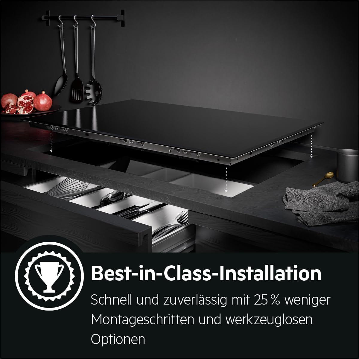 AEG Induktionskochfeld autark 60cm – 4 Flex-Kochzonen mit Powerfunktion für schnelleres Kochen – 14 Stufen – SuperFlat Rahmen – Timer – Touch-Bedienung – kompatibel mit Haubenautomatik – TO64IA0AXB