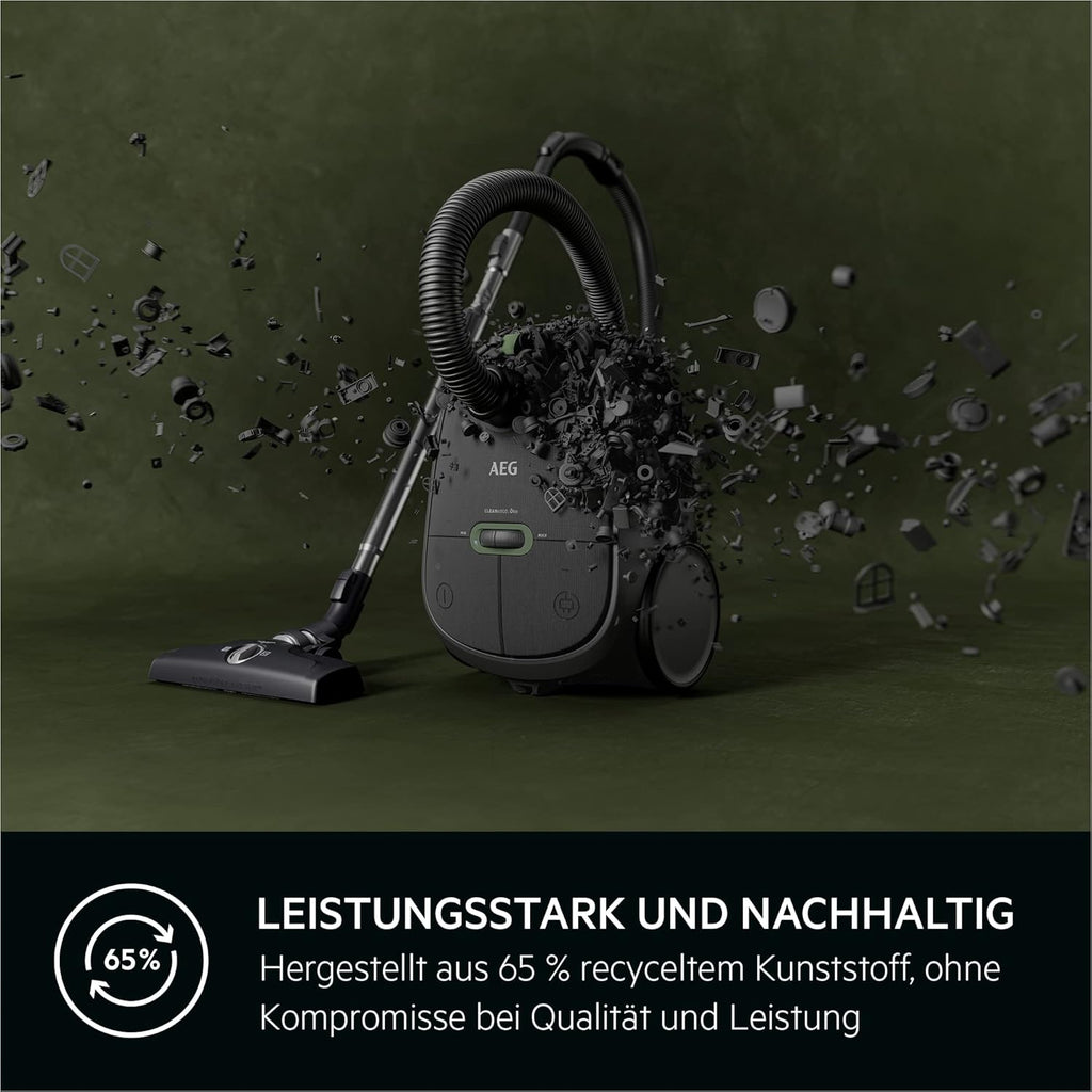 AEG CLEAN 6000 AB61C2DB Aspirapolvere con sacco / elevata potenza di aspirazione / include bocchetta per imbottiti / 50% plastica riciclata / ideale per proprietari di animali domestici / pulizia di tappezzeria / cavo da 12 m / 750 W / Blu