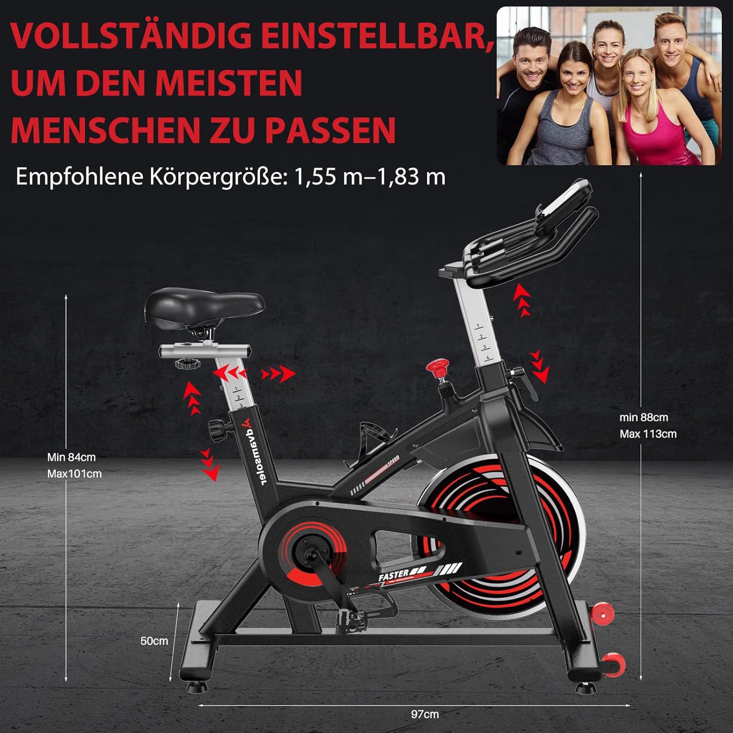 Advamsoler Cyclette, Bici Ellittica con Monitor LCD e Supporto per Tablet, Spinning Bike Silenziosa da Interno per Allenamento Cardio a Casa