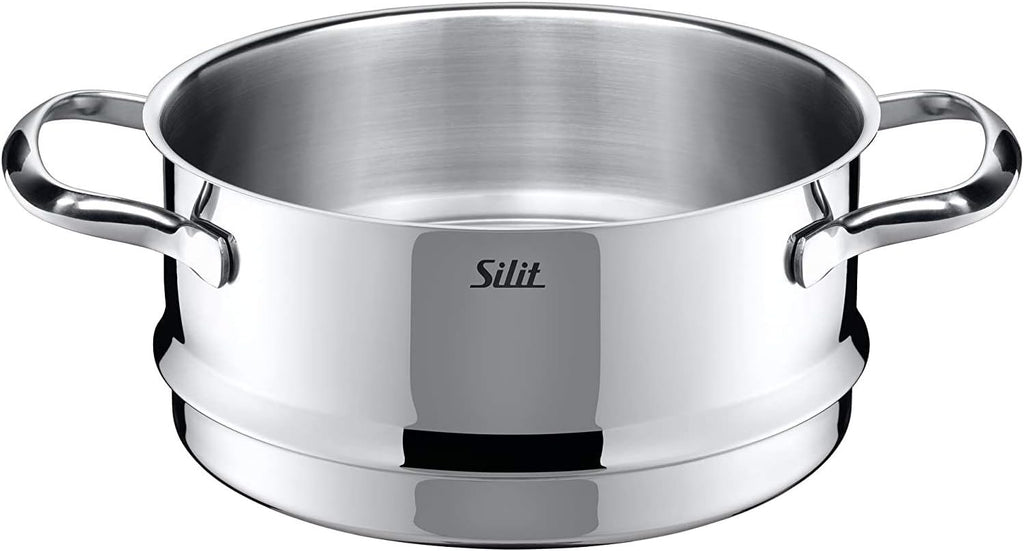 Silit Toskana Set di pentole 10 pezzi, adatto all'induzione, Set di pentole con coperchio in vetro, Pentole a induzione, Bollilatte, Vaporiera, Padella, Acciaio inossidabile parzialmente opaco, Set di pentole a induzione non rivestite