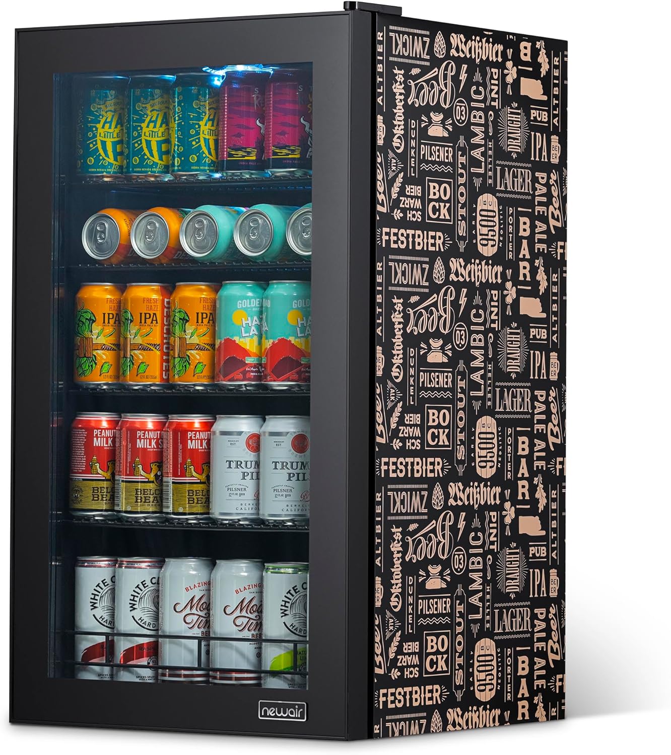 Getränkekühlschrank | Freistehender Kühlschrank für 126 Dosen mit Glastür mit Scharnier rechts | Mini-Getränkekühlschrank, perfekt für Bier, Wein, Limonade und kühlere Getränke
