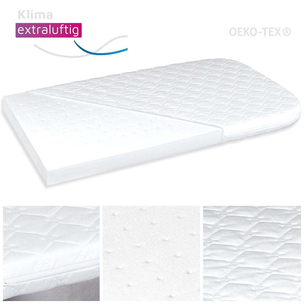 babybay Original Lettino da affiancare in massello di faggio / compatto e trasformabile / Altezza regolabile senza livelli preimpostati ed ecologico / Lettino evolutivo (laccato bianco) / Materasso incluso