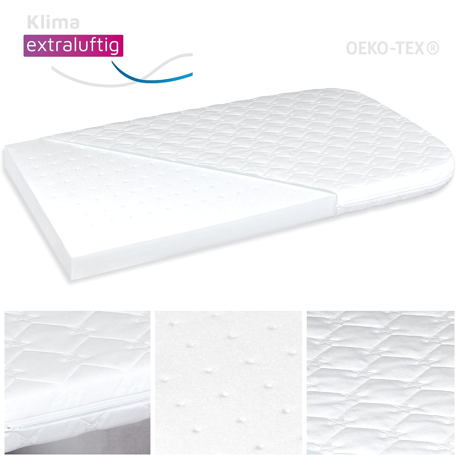 babybay Original Lettino da affiancare in massello di faggio / compatto e trasformabile / Altezza regolabile senza livelli preimpostati ed ecologico / Lettino evolutivo (laccato bianco) / Materasso incluso