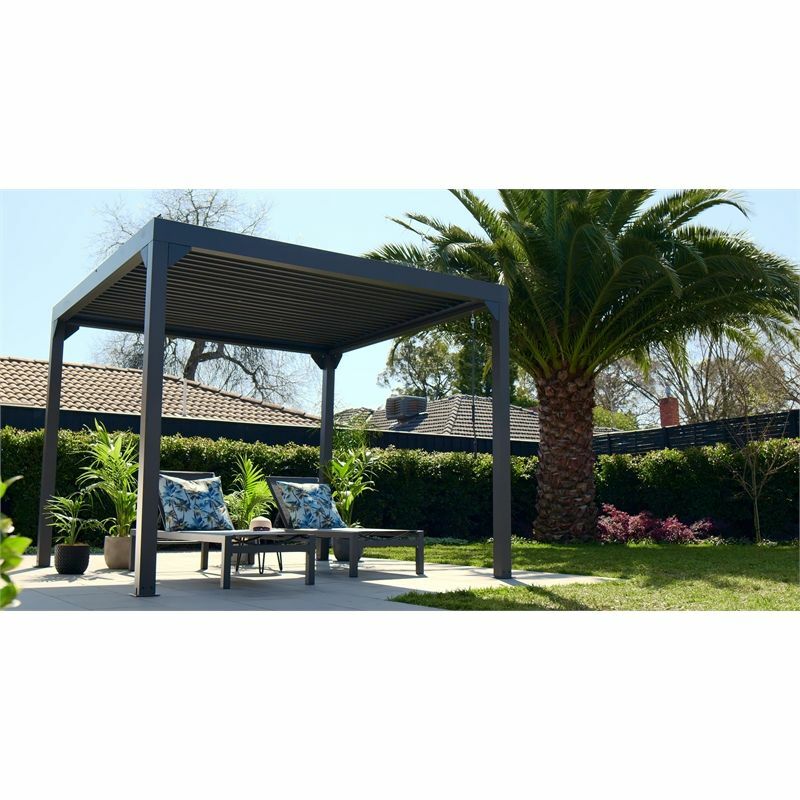 Pergola Metalcraft con tetto a rete, 3x3m, manuale, antracite