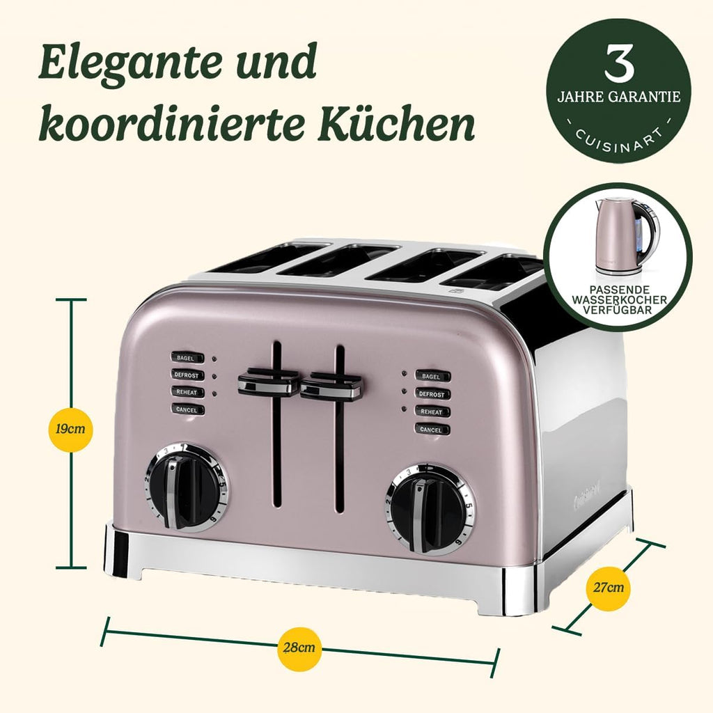 Cuisinart 4-Scheiben-Toaster | Breite Schlitze, ideal für dickes Brot und Bagels | 6 Brunungsstufen plus Abtauung | Breite Schlitze,High-Lift-Hebel | Passender Wasserkocher erhltlich | Perle