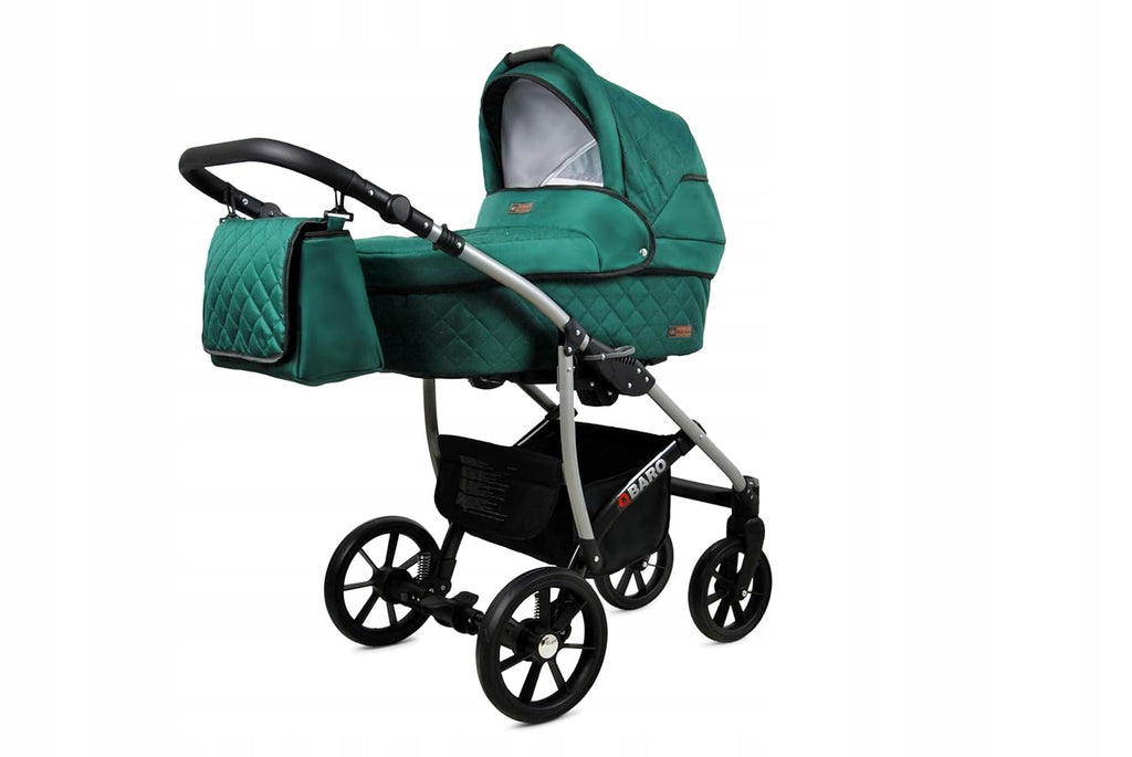 BabyLux® Bambimo Kinderwagen Set 3 in 1 - Qbaro - incl. Babywanne, Buggy Sportsitz, Auto-Babyschale - Autositz - Kinderwagenset - Kombikinderwagen mit Wickeltasche, Regenschutz usw.