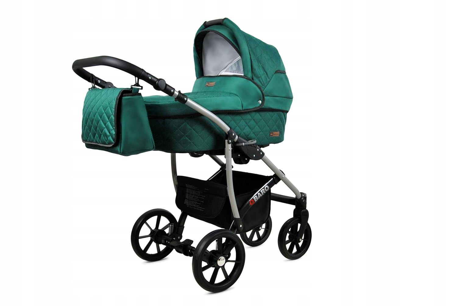 BabyLux® Bambimo Kinderwagen Set 3 in 1 - Qbaro - incl. Babywanne, Buggy Sportsitz, Auto-Babyschale - Autositz - Kinderwagenset - Kombikinderwagen mit Wickeltasche, Regenschutz usw.