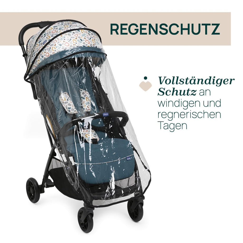 Chicco, Glee, Kinderwagen ab 0 Monate bis 4 Jahre, mit Automatik- und Kompaktverschluss, Ausziehbares Verdeck mit Lichtschutzfaktor 50+ und Regenschutz, 3-stufig verstellbare Rückenlehne, Beinauflage