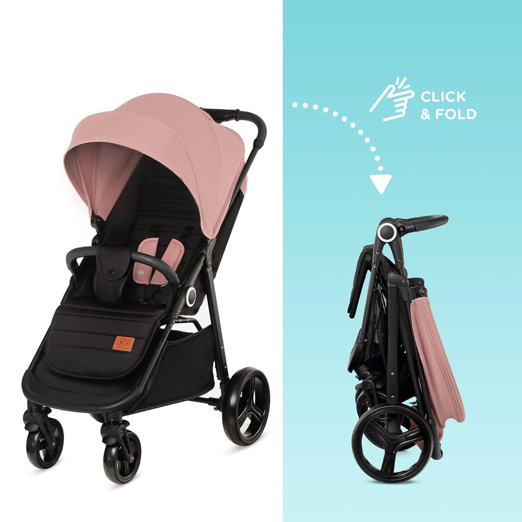 Kinderkraft GRANDE PLUS Passeggino Kinderkraft dalla nascita fino a 22 kg, chiusura con una mano, posizione reclinata, cappottina grande con finestra, tutte e 4 le ruote ammortizzate, seduta spaziosa, Grigio