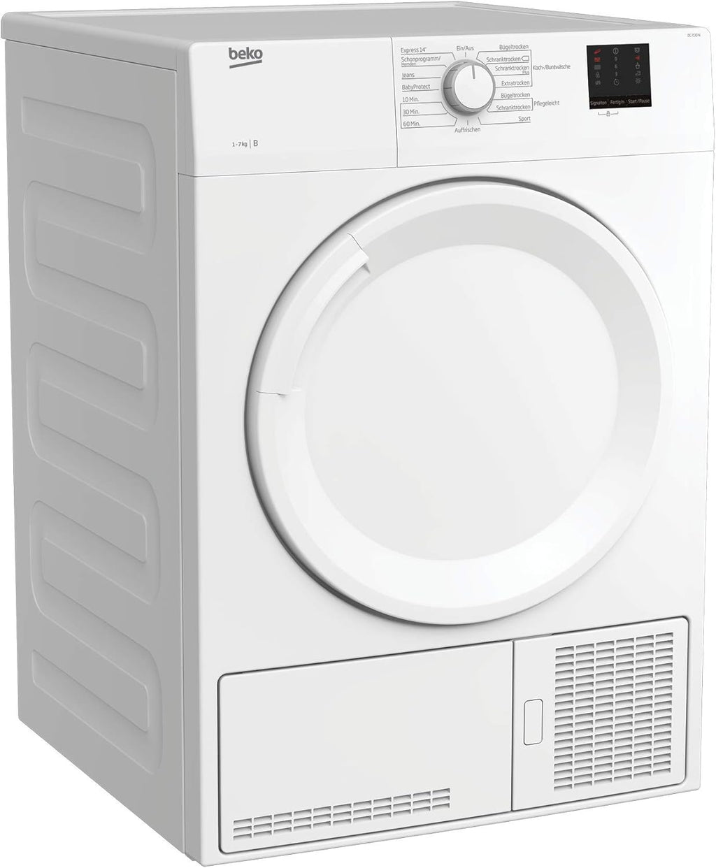 Beko DC 7130 N b100 Asciugatrice a condensazione, 7 kg, Sensore di umidità elettronico, Protezione antipiega automatica, Cesto AquaWave, 15 programmi, Programma rapido