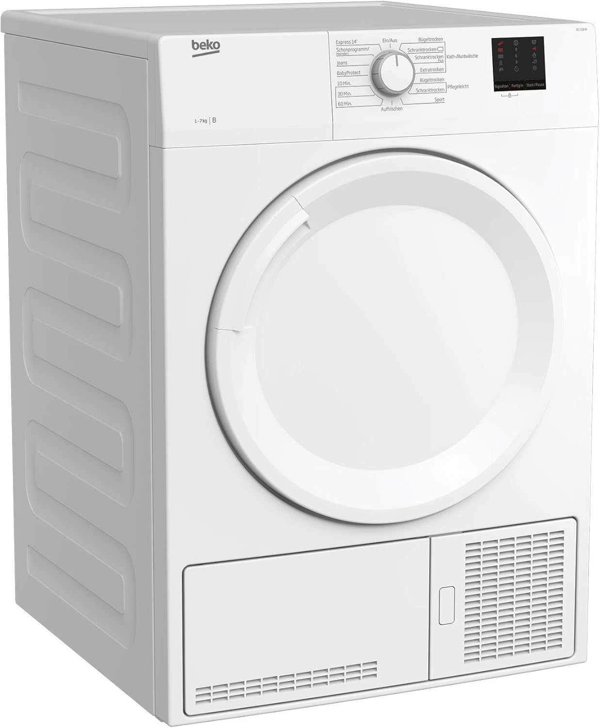 Beko DC 7130 N b100 Asciugatrice a condensazione, 7 kg, Sensore di umidità elettronico, Protezione antipiega automatica, Cesto AquaWave, 15 programmi, Programma rapido
