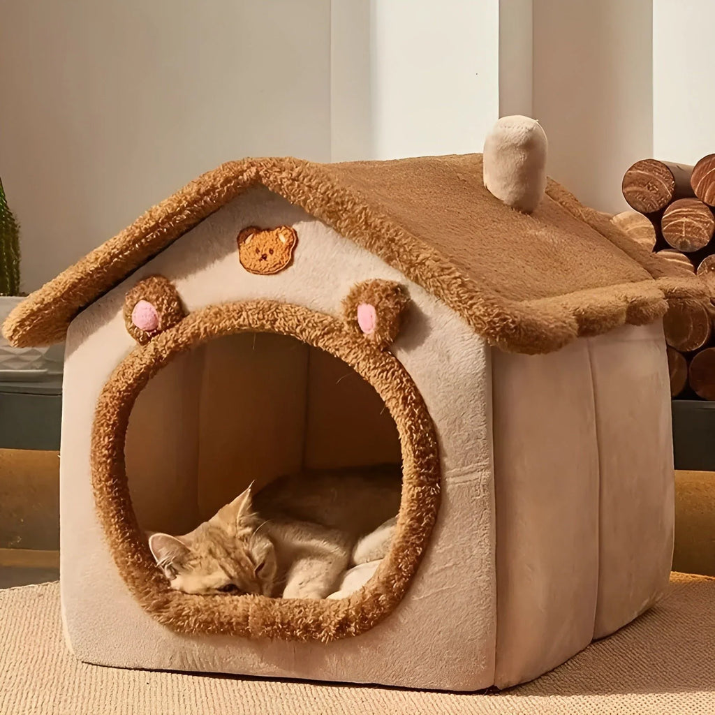 PurrPavilion Katzenbett - Faltbares und Waschbares Kuschelbett für Katzen