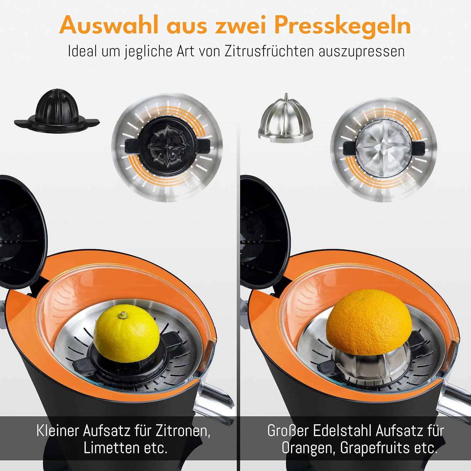 LEBENLANG Spremiagrumi elettrico 600W - Incl. cono in acciaio inox & senza BPA I Alta resa I Spremiagrumi Spremiagrumi Elettrico Spremi Limoni Spremi Melograno I Spremiagrumi Arance Spremi Limoni