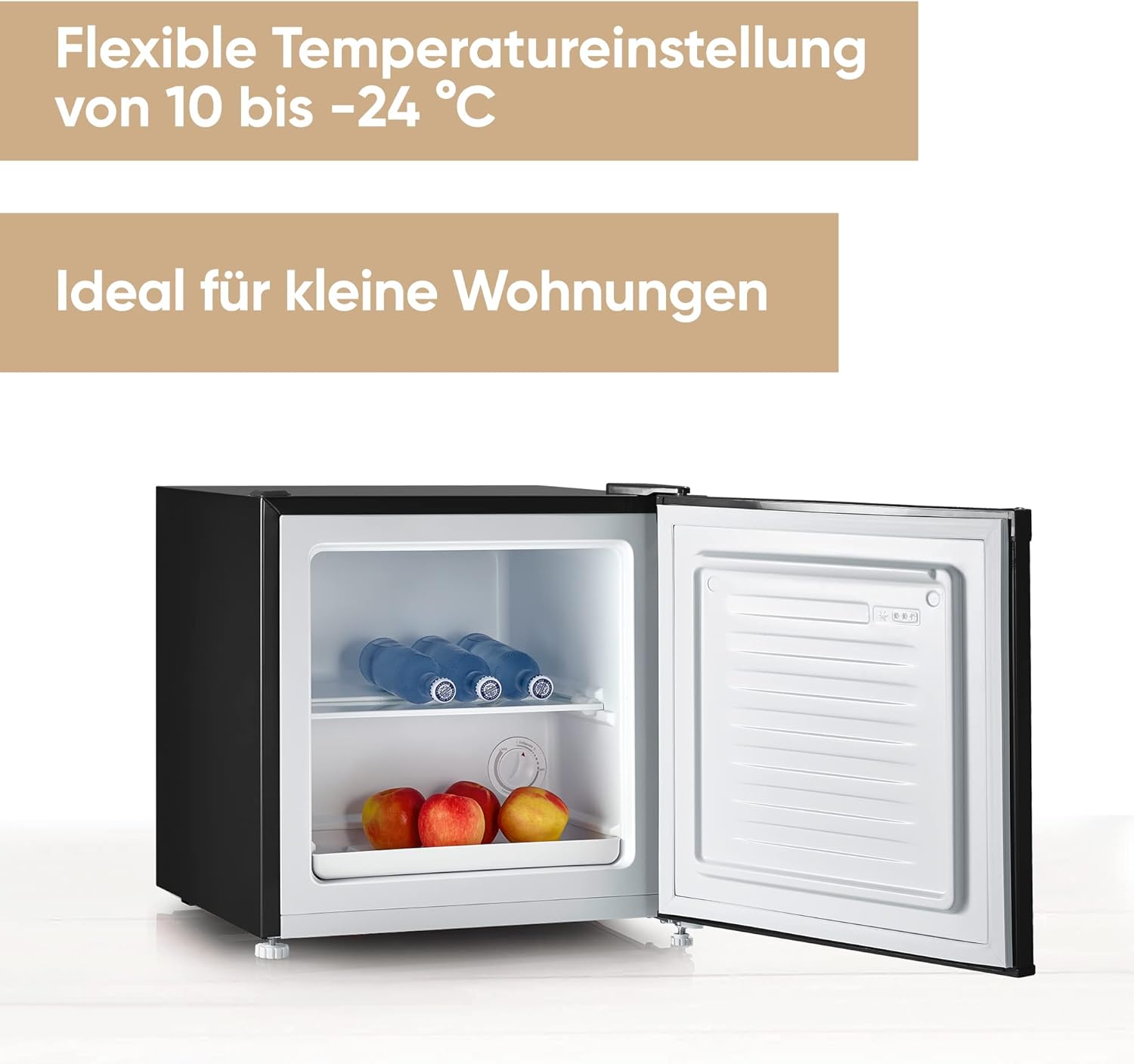 SEVERIN Mini Frigorifero/Congelatore Retrò (31 l), Congelatore piccolo, Minifrigo con controllo flessibile della temperatura, Frigo da tavolo, nero, GB 8880